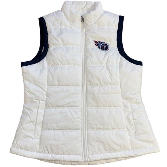 NFL Jackets & Blazers - Titans Tennessee NFL White Navy Puffer Vest Women’s XL Football Sports Athlete